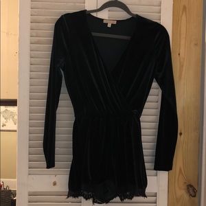 Dark green velvet romper by GB